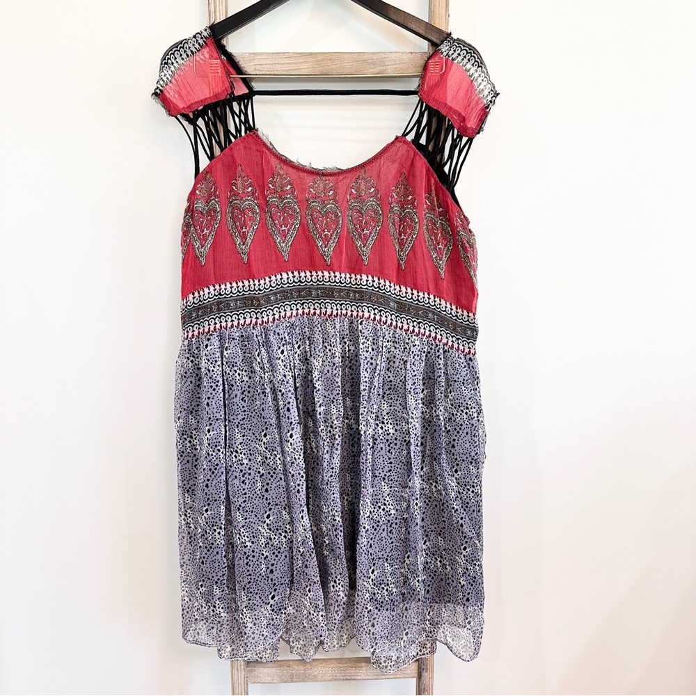 Free People Rusty/Grey Animal Print Strappy Shoulder Dress Size Medium